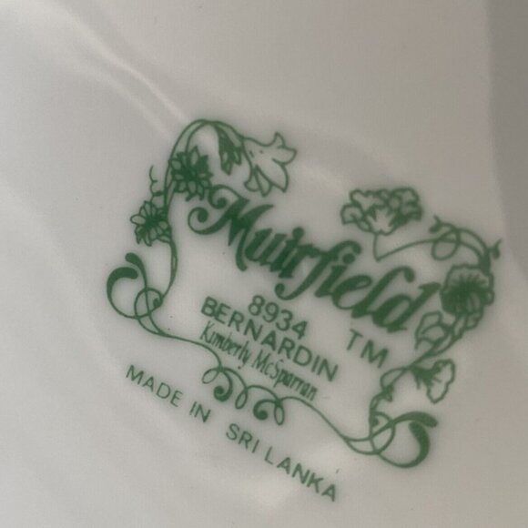 Muirfield Vegetable Serving Bowl Green and Pink Fan Bernardin Kimberly McSparran - Picture 5 of 5